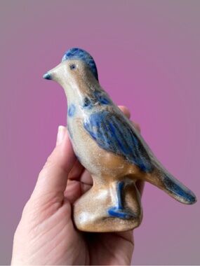 Vintage 1996 BBP Beaumont Brothers salt glazed pottery bird figurine rustic